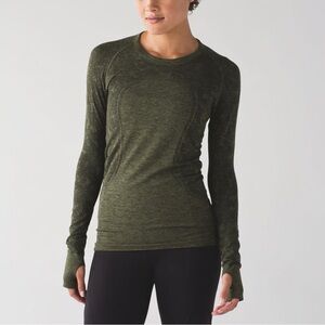 Lululemon Swiftly Tech Olive Long Sleeve Top